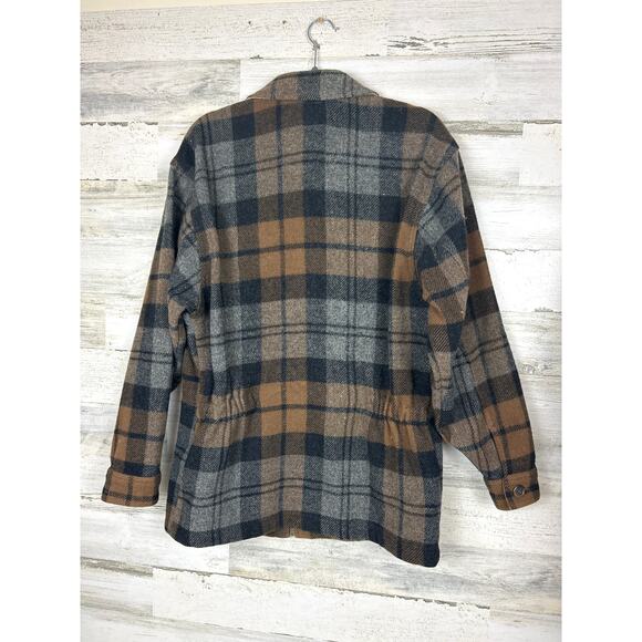 J.Crew Women’s S Tan Plaid Wool Blend Vintage Zip-Up Jacket Unlined Long Sleeve - Picture 2 of 7